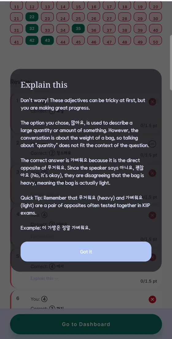 AI tutor explaining an answer